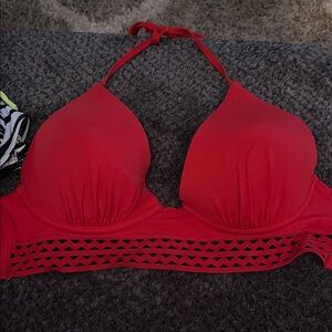 Red Halter Bikini Top 34c